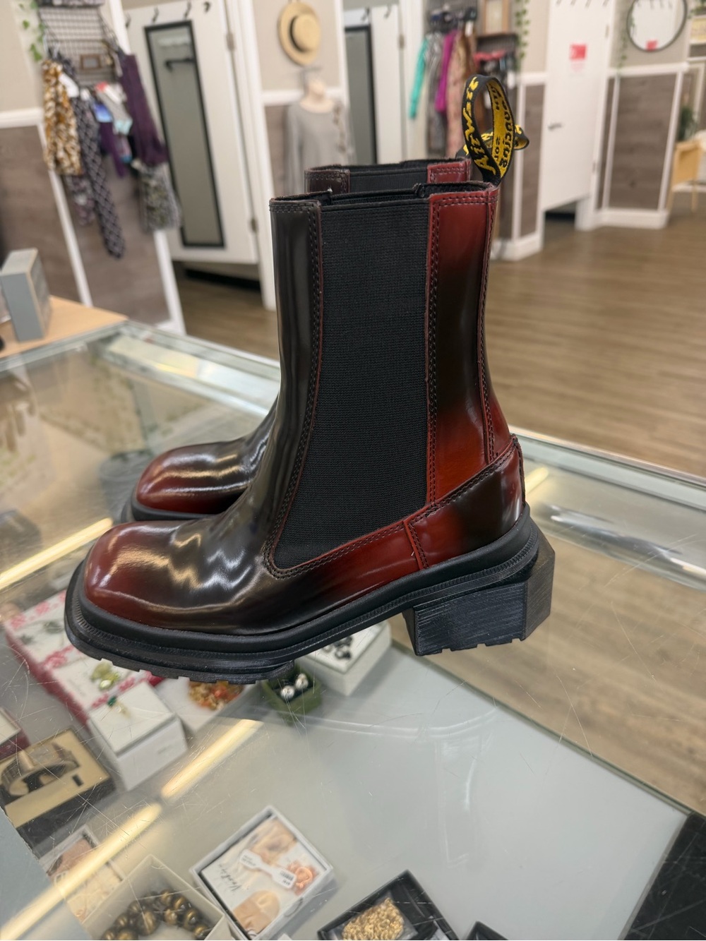Dr. Martens Women's Two-Tone Burgundy and Black Chelsea Boots